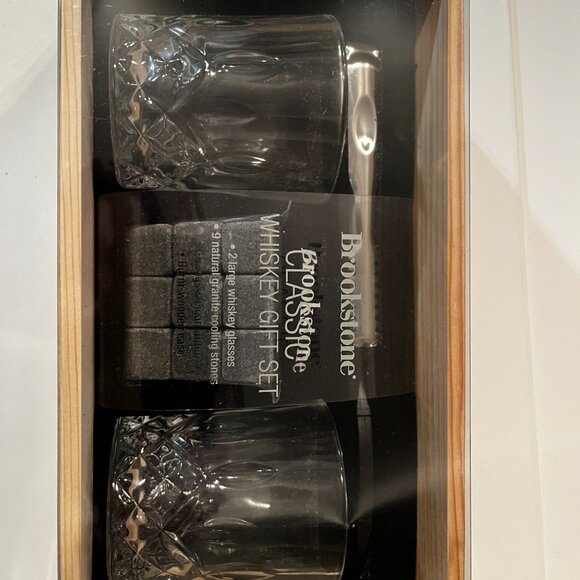 Whisey Gift Set -- (Glasses, Cooling Stones, Tongs) by Brookstone (men/x/NEW) - Picture 14 of 16